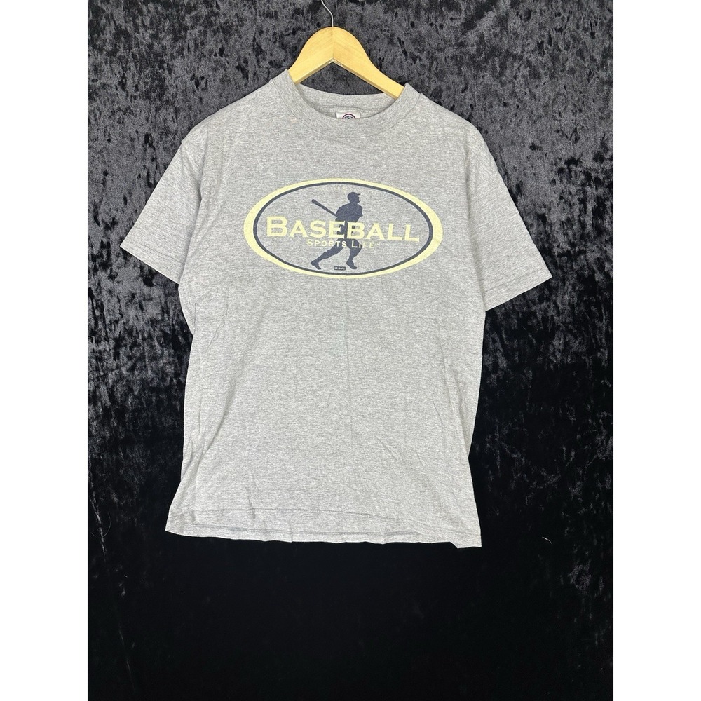 Vintage Delta Baseball Sports Life T Shirt Mens M Gray Short Sleeve Graphic